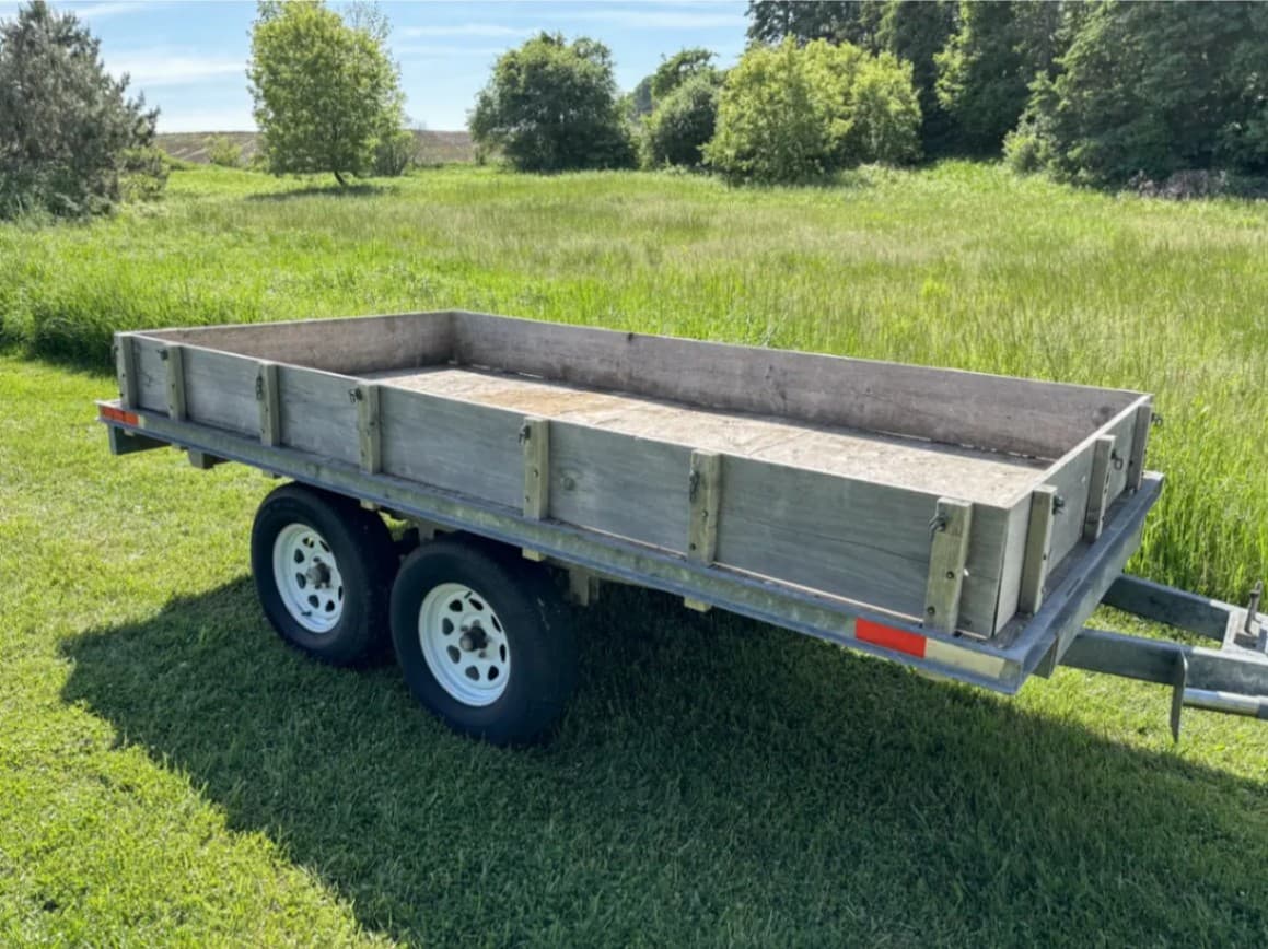 Flat Bed Trailer 6.5' x 12' 7000lbs Tandem Axle Cargo Utility Trailer With Electric Brakes Removable Railings Third Image